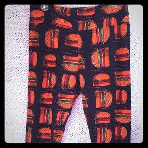 LuLaRoe TC Leggings- Rare HTF Hamburger Print